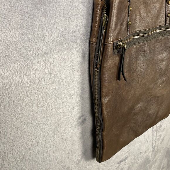 J.Crew Brimfield Brown Leather Tote Shoulder Bag Expandable Preppy Academia - Picture 3 of 9